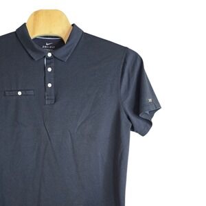 Nike Dri-FIT Mens XL Black Standard‎ Fit Short Sleeve Golf Polo Shirt Logo Tab